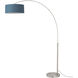 Float 92 inch 14 watt Satin Nickel Arc Floor Lamp Portable Light in Turquoise Linen