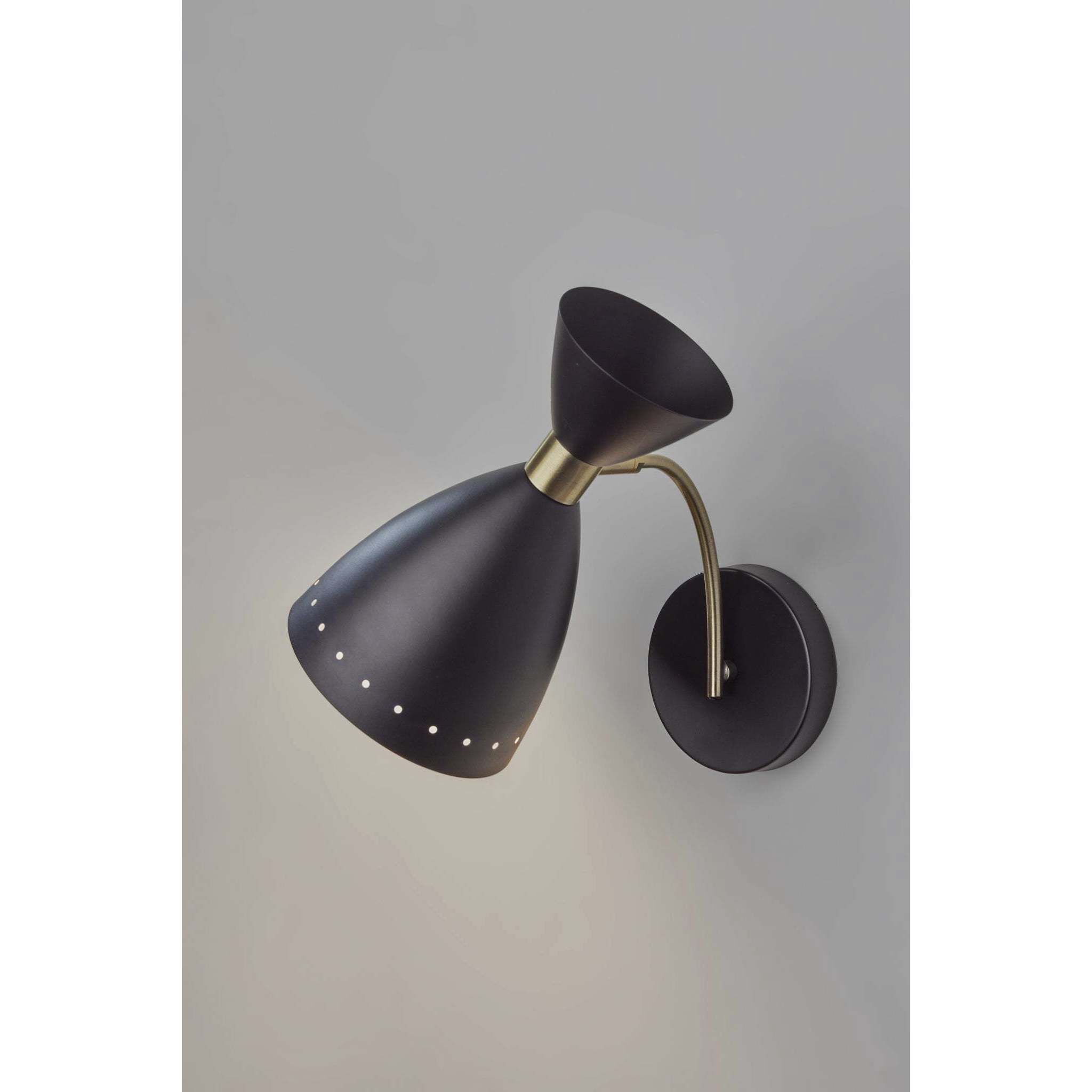 Oscar 6.25 inch Black with Antique Brass Accents Wall Light