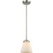 Nouveau Cone LED 6.25 inch Brushed Satin Nickel Mini Pendant Ceiling Light in Matte White, Nouveau