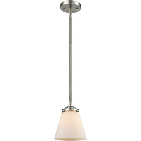 Nouveau Cone LED 6.25 inch Brushed Satin Nickel Mini Pendant Ceiling Light in Matte White, Nouveau