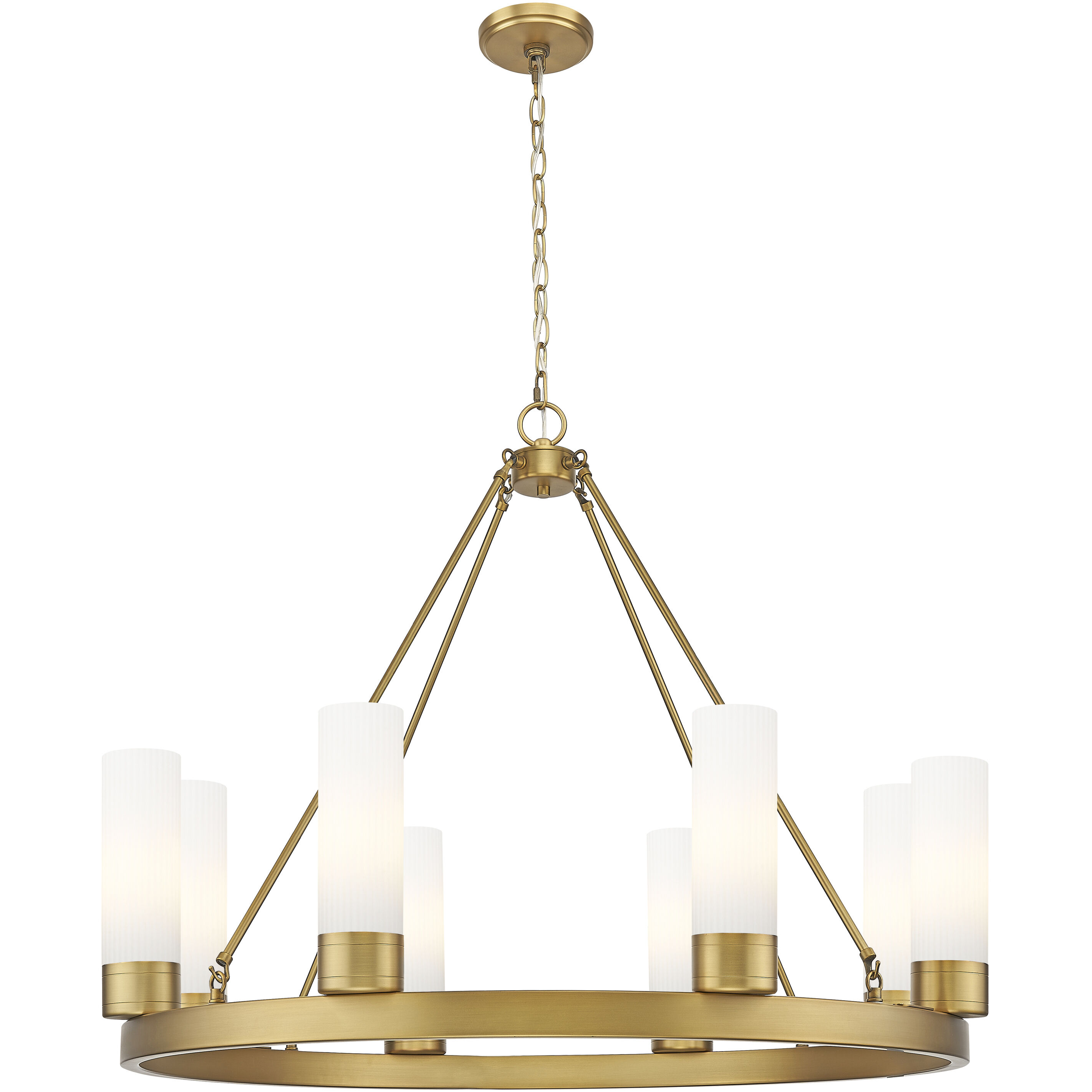 Boreas 8 Light 36 inch Brushed Brass Chandelier Ceiling Light in Striped White Glass