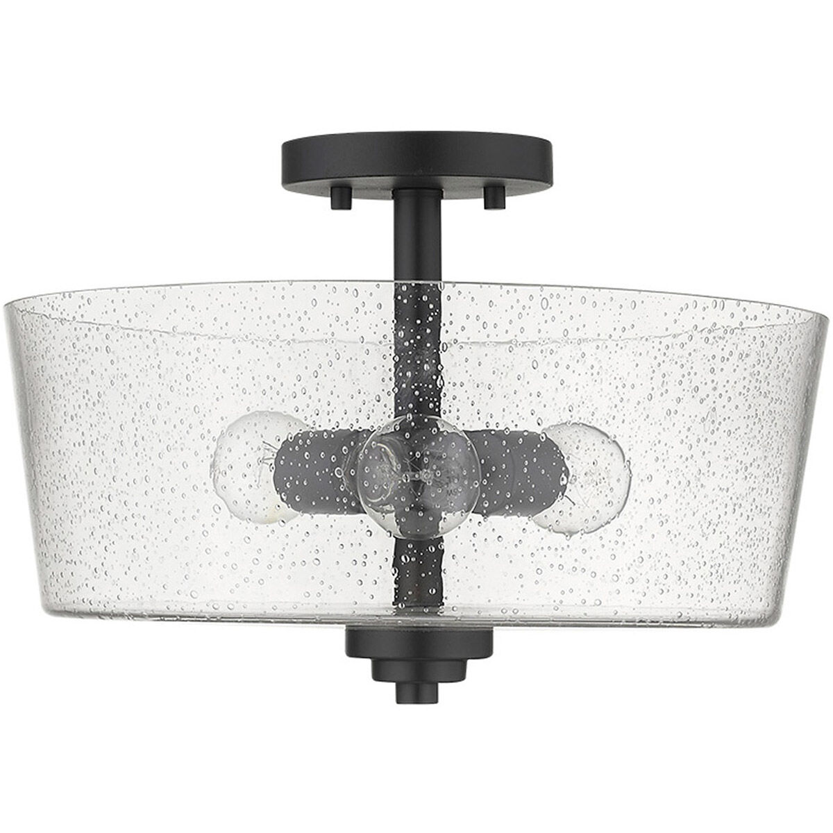 Rowe 3 Light 15 inch Matte Black Semi-Flush Mount Ceiling Light