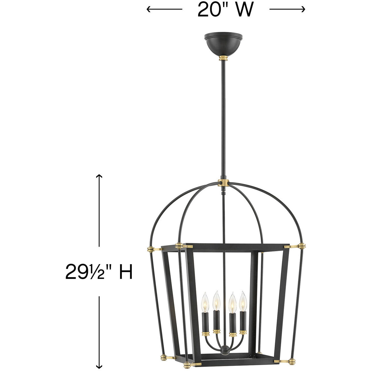 Selby 4 Light 20 inch Black with Heritage Brass Indoor Chandelier Ceiling Light