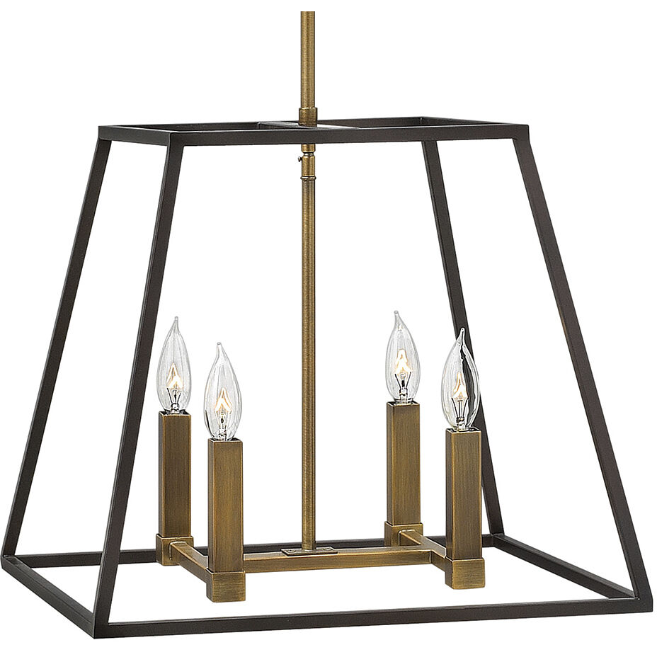 Fulton 4 Light 18 inch Bronze with Heirloom Brass Indoor Foyer Pendant Ceiling Light
