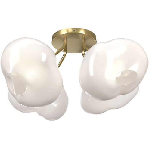 Ume 4 Light 15.2 inch Modern Brass Semi-Flush Ceiling Light in Frosted