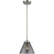Nouveau Cone 1 Light 7.75 inch Brushed Satin Nickel Mini Pendant Ceiling Light in Incandescent, Plated Smoke Glass, Nouveau