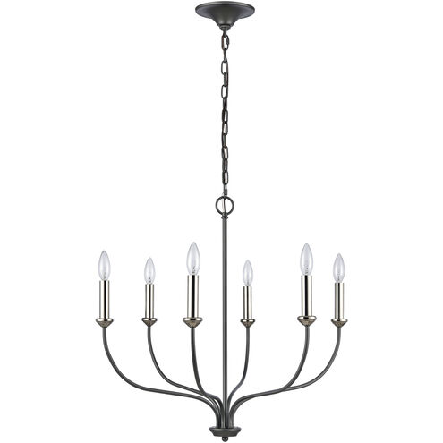 Madeline 6 Light 26 inch Dark Gray with Polished Nickel Chandelier Ceiling Light