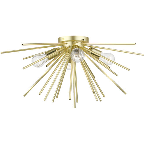 Tribeca 4 Light 25 inch Soft Gold with Polished Brass Accents Flush Mount Ceiling Light, Large