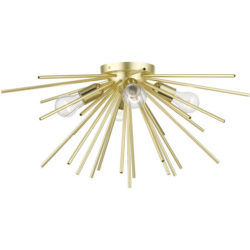 Tribeca 4 Light 25 inch Soft Gold with Polished Brass Accents Flush Mount Ceiling Light, Large