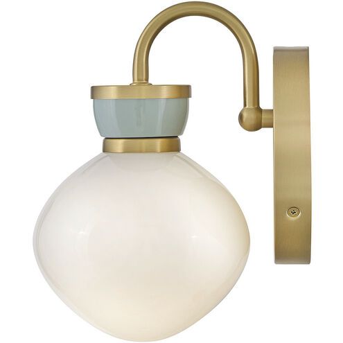 Lucy 1 Light 7.75 inch Lacquered Brass with Seafoam Bath Light Wall Light
