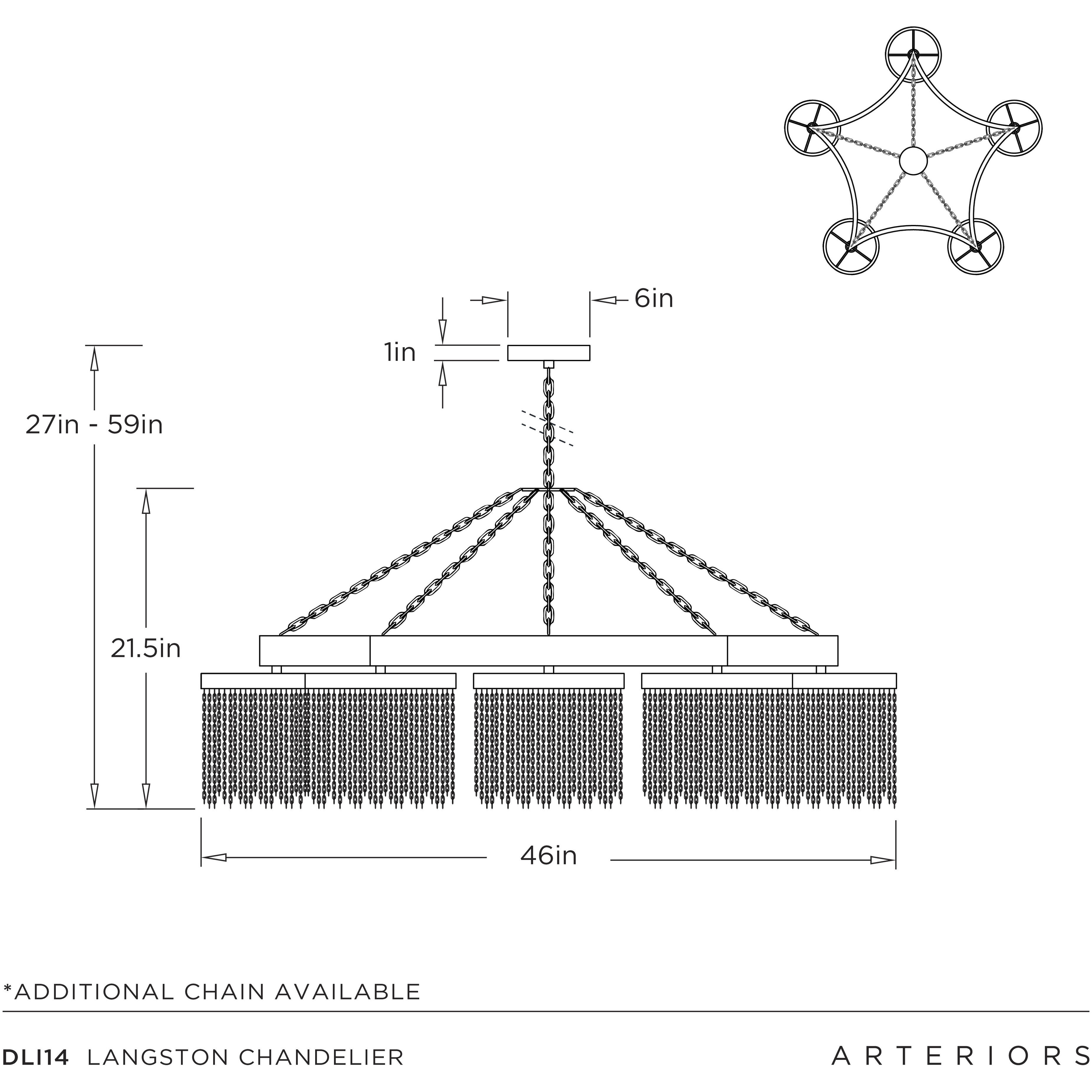 Langston 5 Light 46 inch Antique Brass Chandelier Ceiling Light
