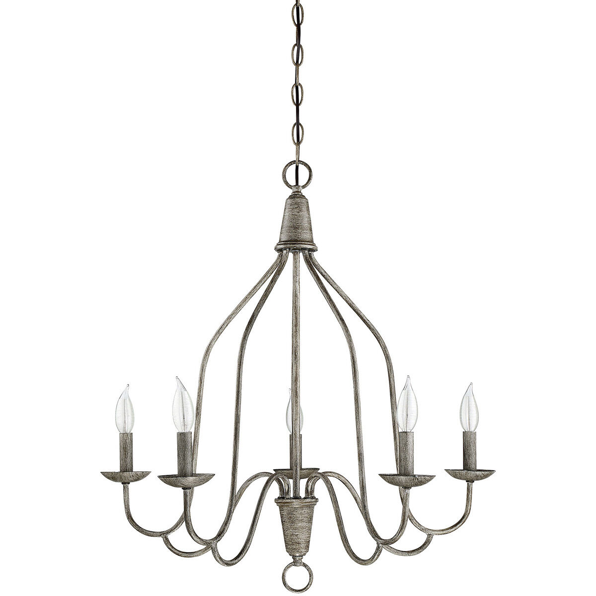 Traditional 5 Light 27 inch Distressed Wood Chandelier Ceiling Light