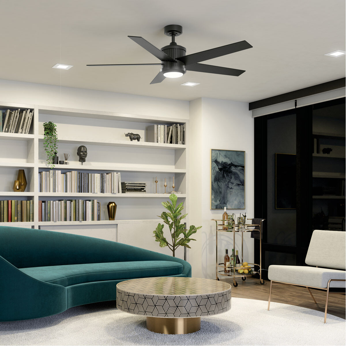 Brahm 56 inch Satin Black Ceiling Fan
