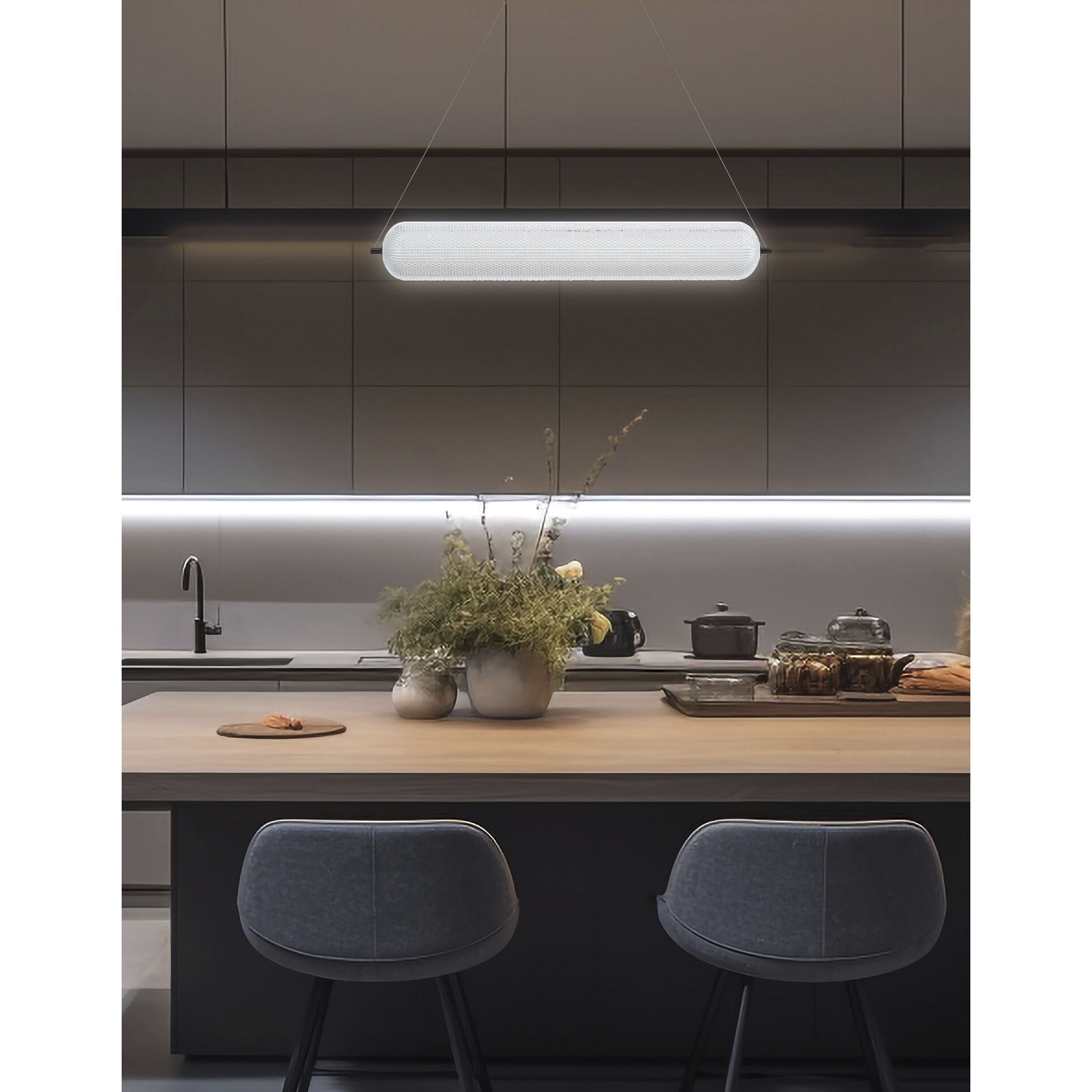 Peri LED 42 inch Matte Black Horizontal Pendant Ceiling Light