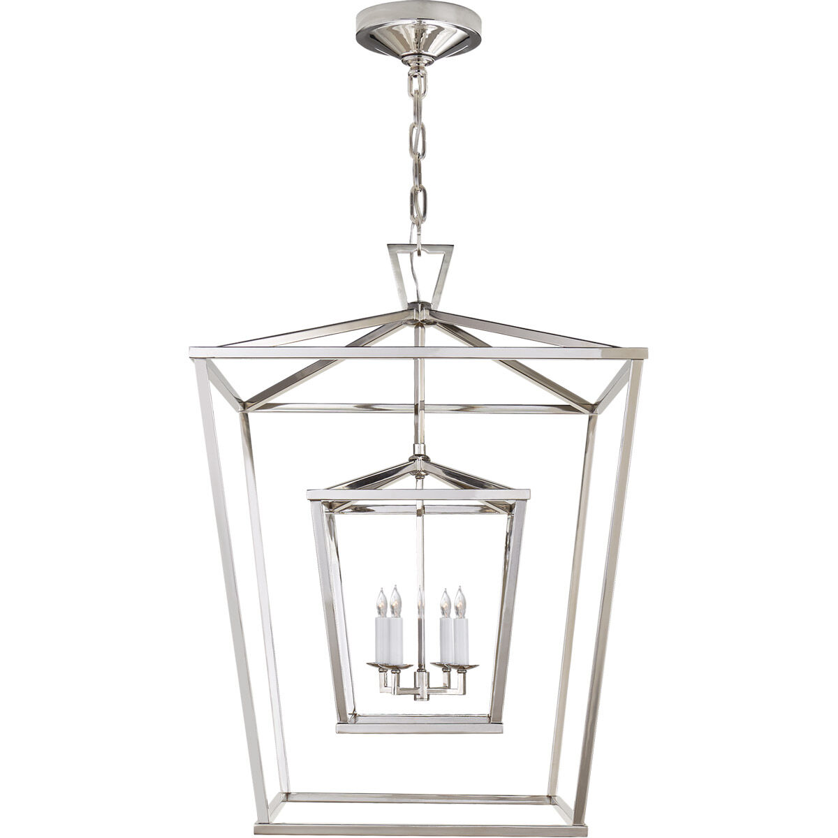 Chapman & Myers Darlana 4 Light 24 inch Polished Nickel Double Cage Lantern Pendant Ceiling Light, Large