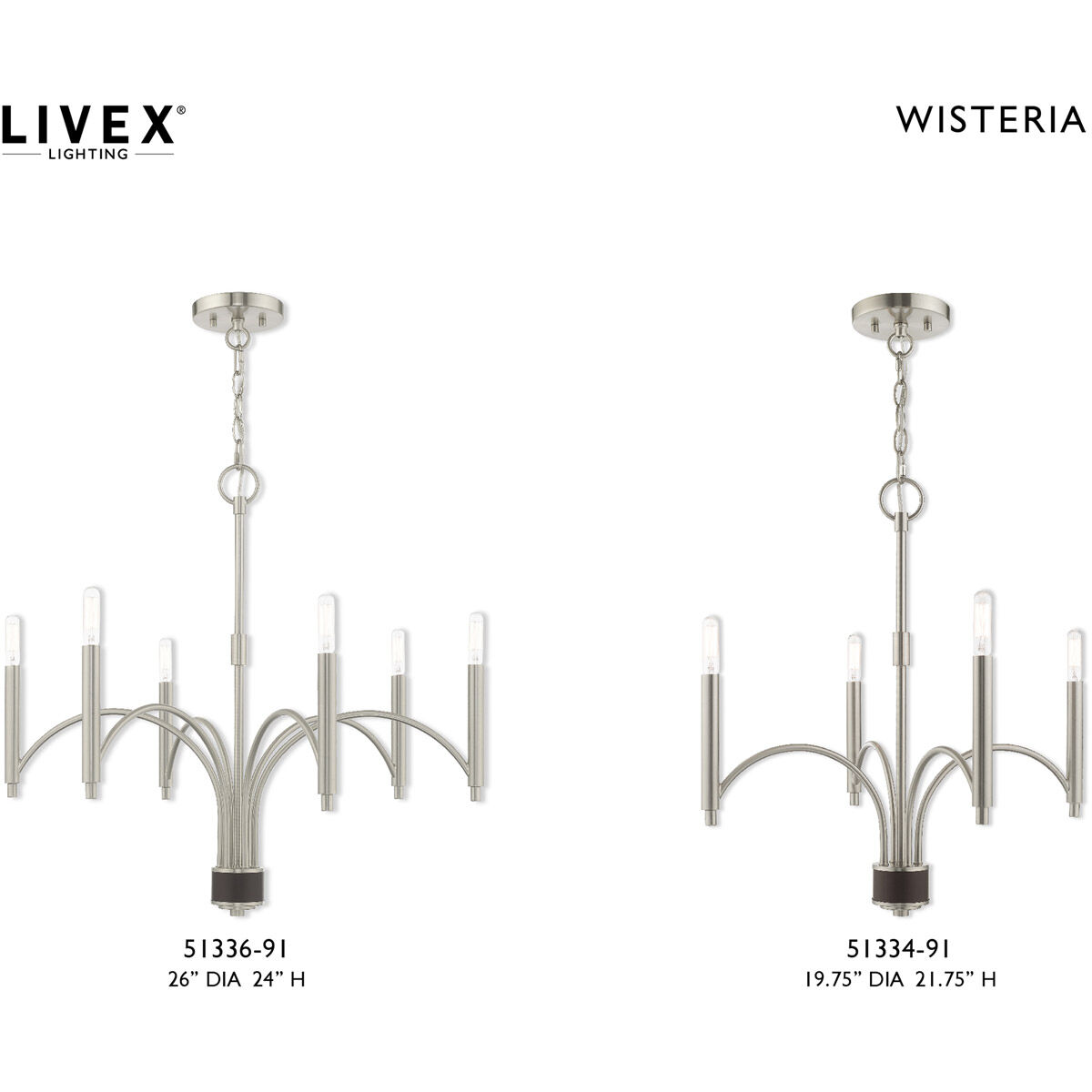 Wisteria 6 Light 26 inch Brushed Nickel Chandelier Ceiling Light