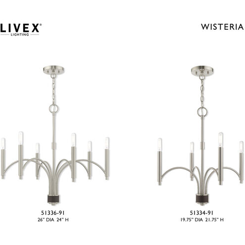 Wisteria 6 Light 26 inch Brushed Nickel Chandelier Ceiling Light