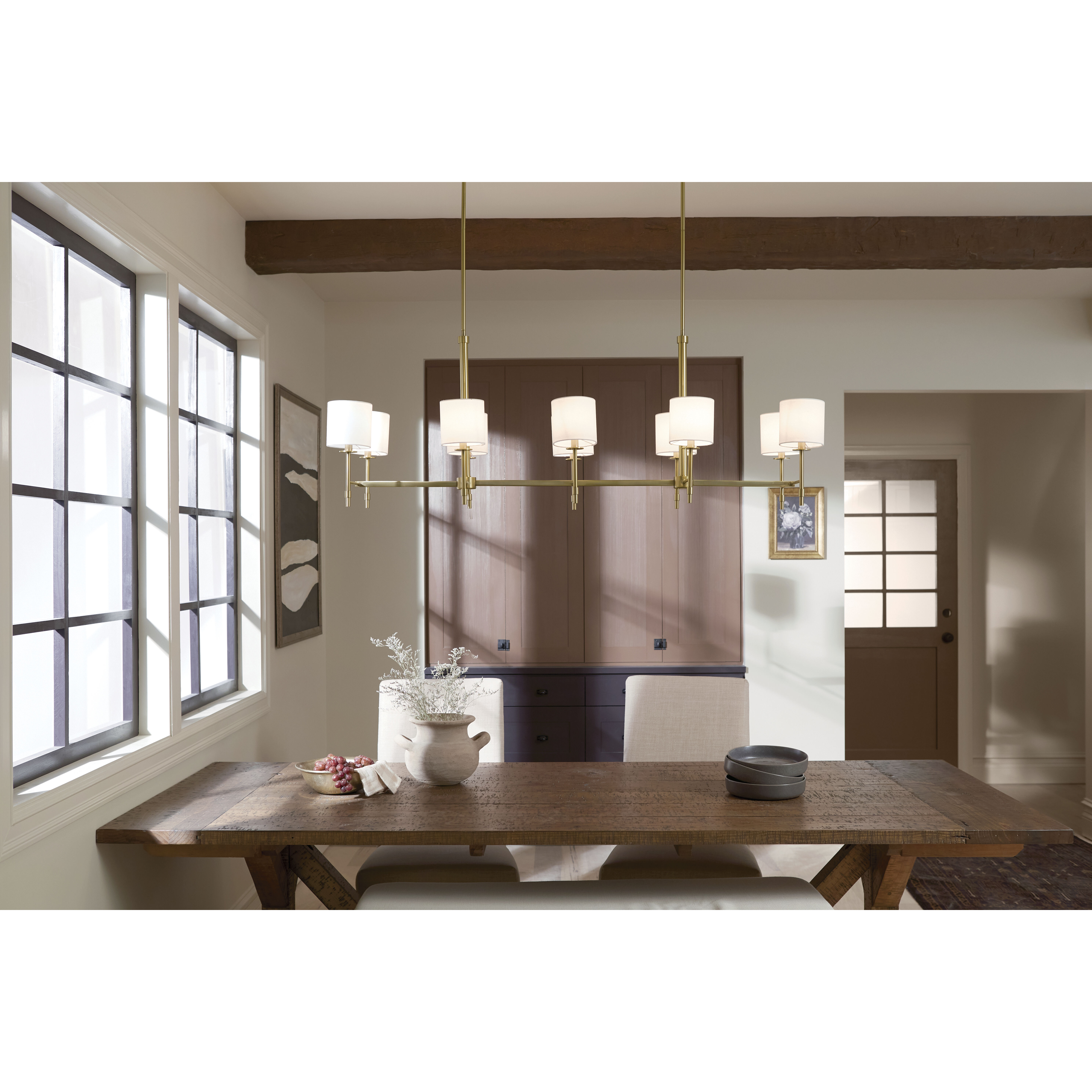 Ali 10 Light 17 inch Brushed Natural Brass Chandelier Linear Ceiling Light