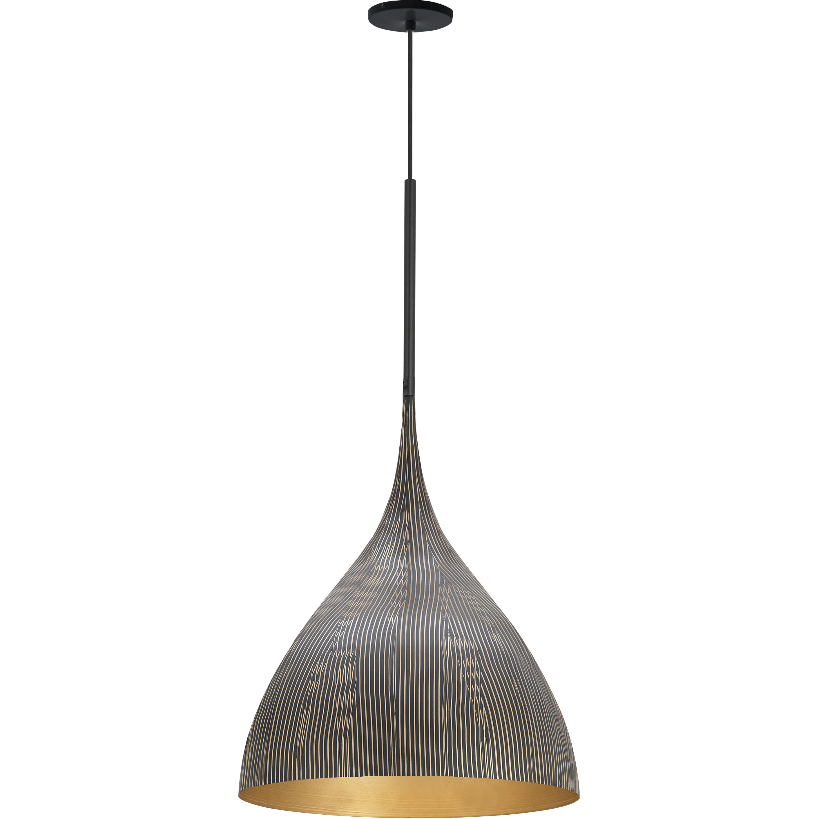Fleur 1 Light 16.5 inch Black and Gold Single Pendant Ceiling Light