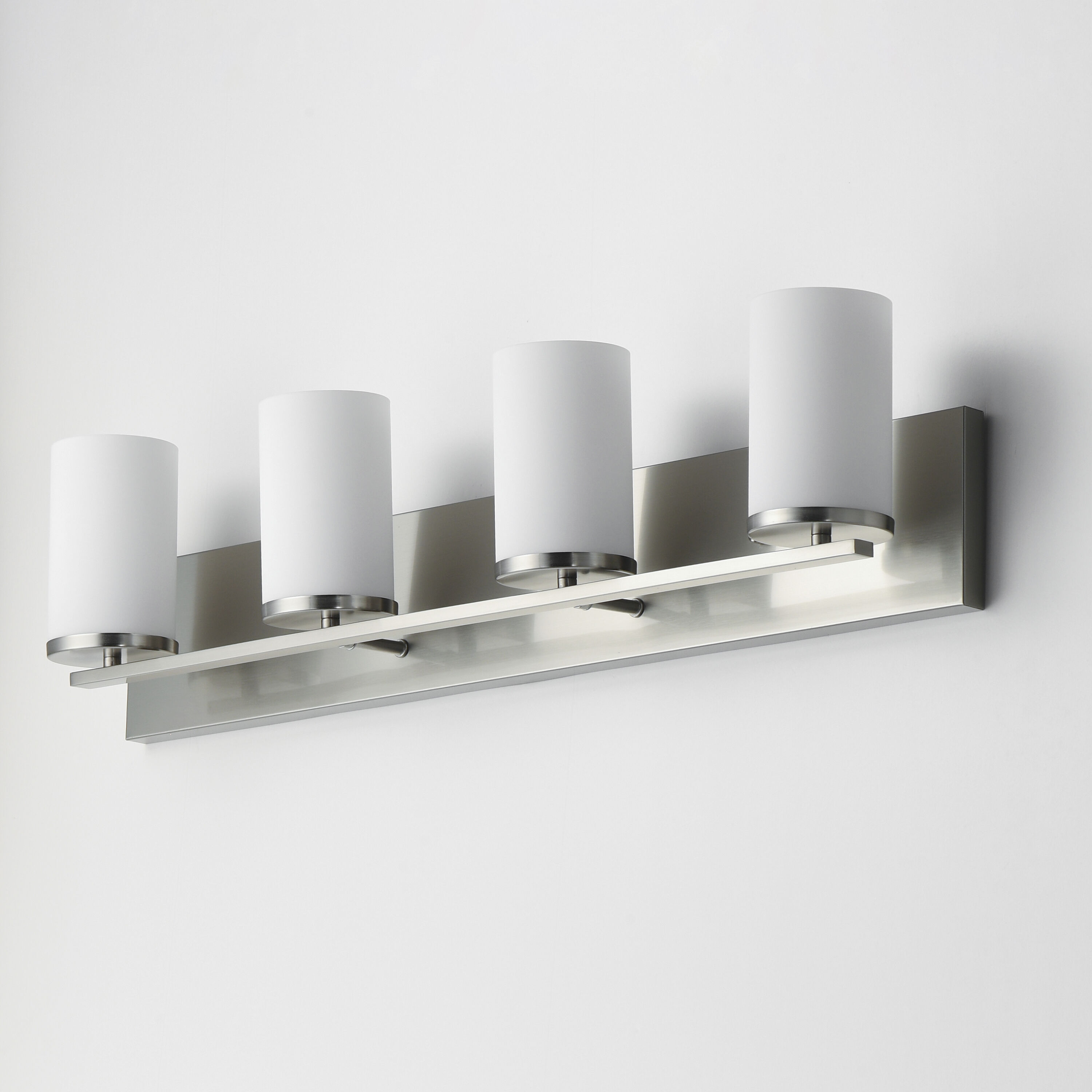 Lateral 4 Light 30 inch Satin Nickel Bath Vanity Wall Light in Satin White