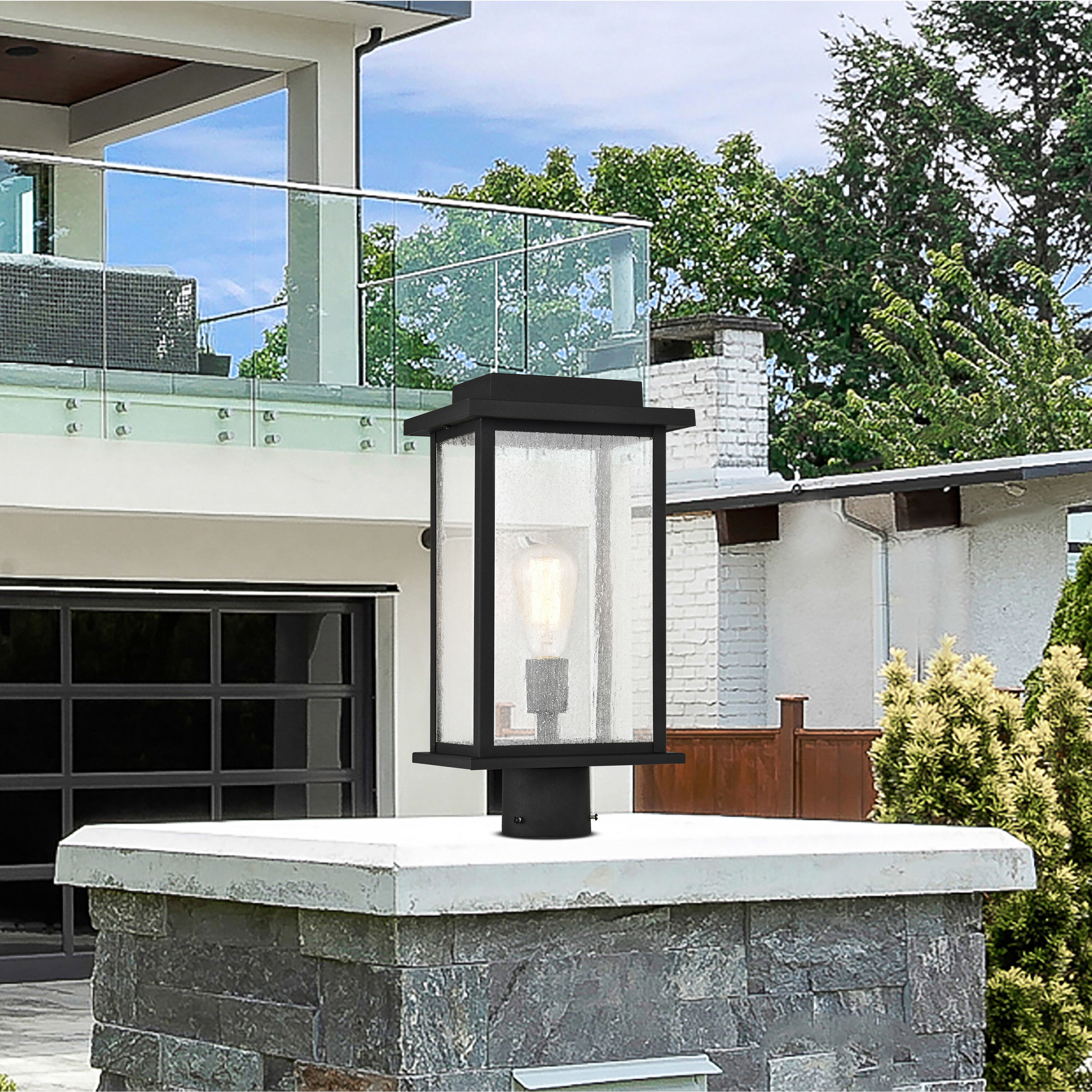 Sullivan 17 inch Matte Black Post Lantern