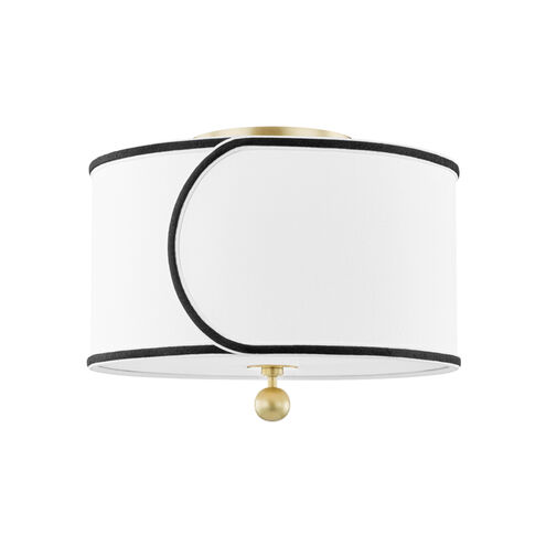Zara 2 Light 14 inch Aged Brass Semi Flush Ceiling Light