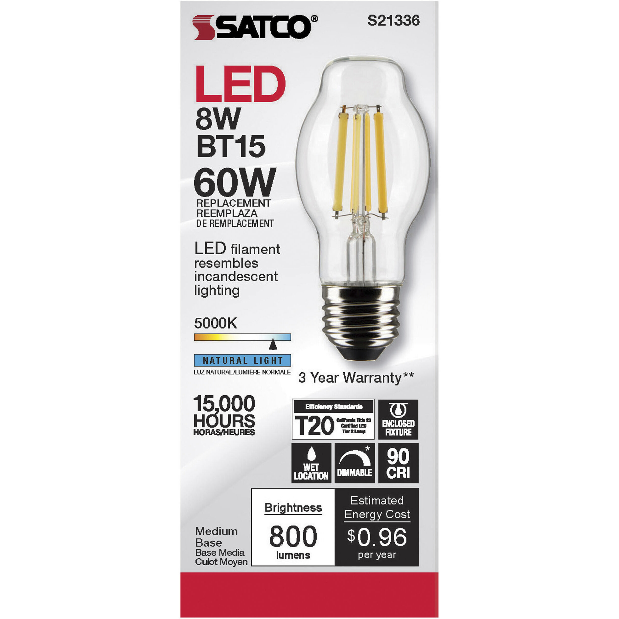 Lumos LED Medium Medium 8.00 watt 5000K LED Filament