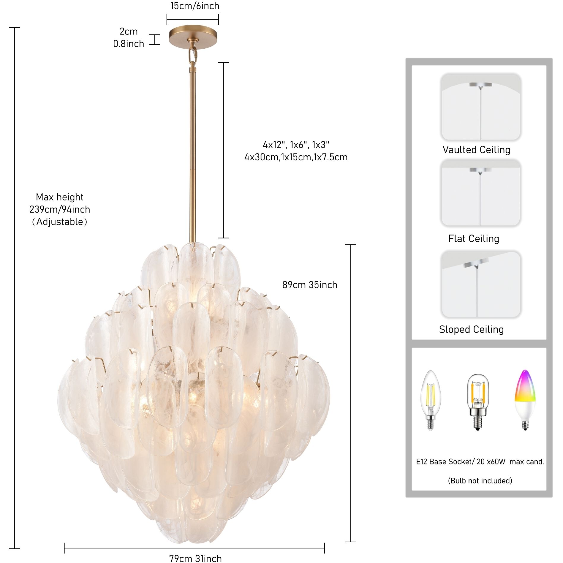 Chateau 20 Light 31.5 inch Satin Brass Pendant Ceiling Light