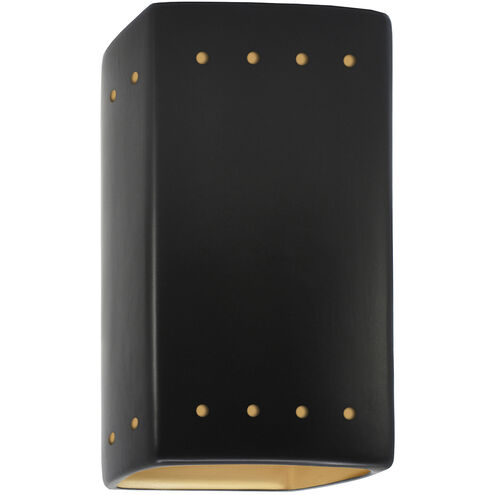 Ambiance 1 Light 9.5 inch Carbon Matte Black and Champagne Gold Outdoor Wall Sconce in Incandescent, Carbon Matte Black/Champange Gold