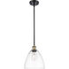 Ballston Dome LED 9 inch Black Antique Brass and Matte Black Mini Pendant Ceiling Light in Clear Glass