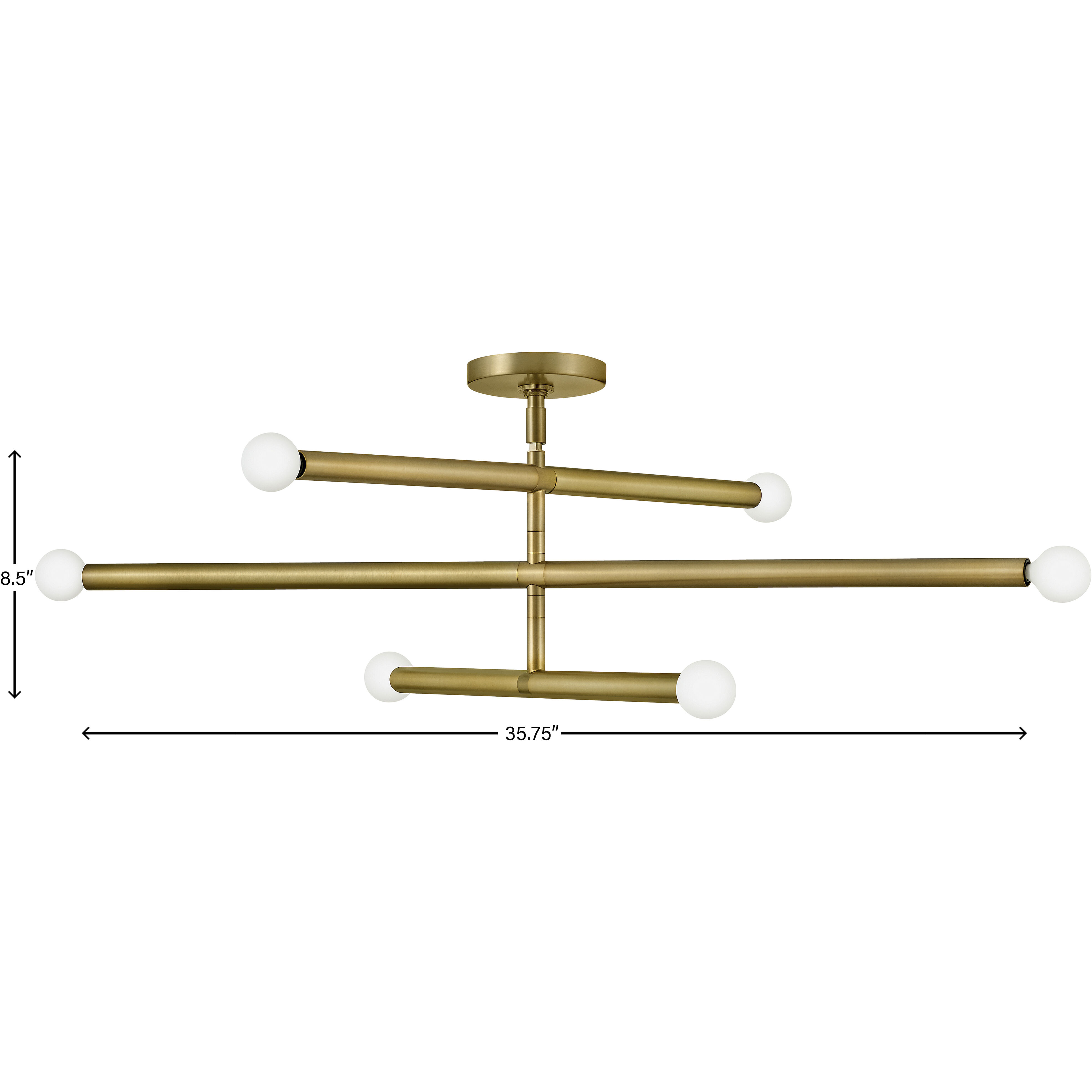 Millie LED 35.75 inch Lacquered Brass Chandelier Ceiling Light, Semi-Flush Mount