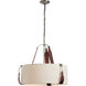 Saratoga 3 Light 26.2 inch Polished Nickel Pendant Ceiling Light in Leather British Brown, Flax, Small