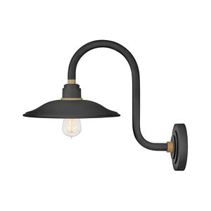 Foundry Vintage 1 Light 17 inch Textured Black/Brass Outdoor Wall Mount