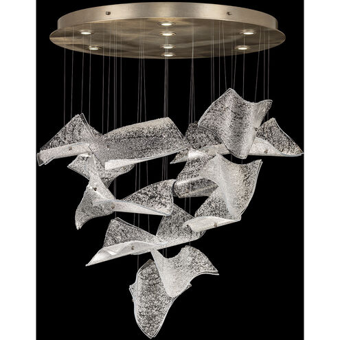 Elevate LED 37.5 inch Gold Pendant Ceiling Light in Gold Leaf, Frozen Pages Studio Glass