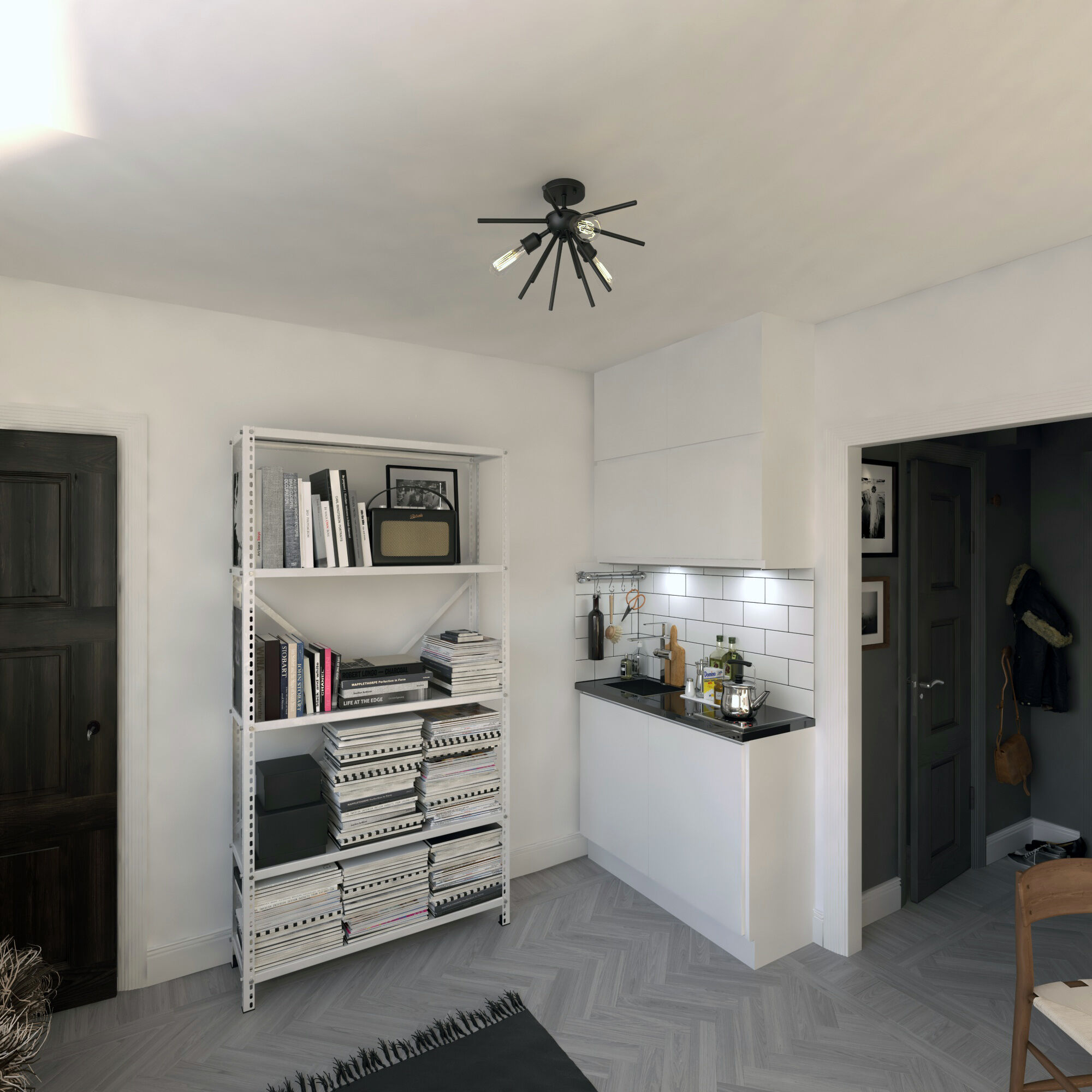 Estelle LED 17 inch Matte Black Semi-Flush Mount Ceiling Light