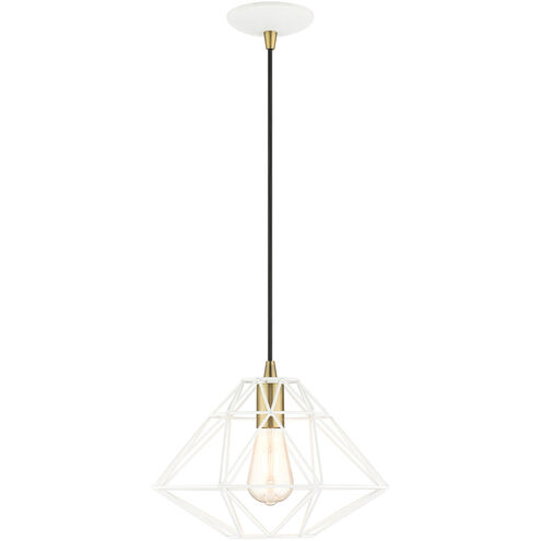 Geometric 1 Light 14 inch White Pendant Ceiling Light