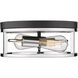 Canada 2 Light 12 inch Black & Chrome Flush Mount Ceiling Light