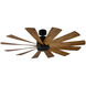 Windflower 60 inch Matte Black and Distressed Koa with Distressed Koa Blades Downrod Ceiling Fan in 3500K, Matte Black Distressed Koa