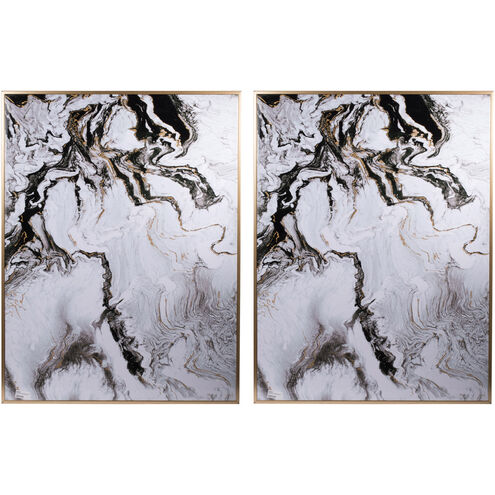 Marbled Cream/Black Wall Art, Set of 2