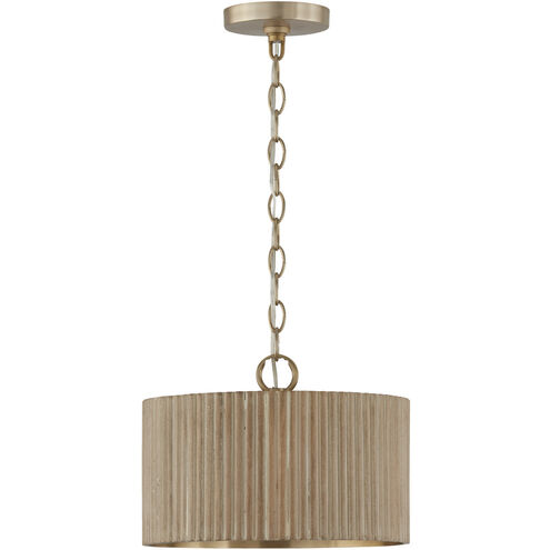 Donovan 1 Light 12.5 inch White Wash and Matte Brass Semi-Flush Ceiling Light, Convertible Dual Mount