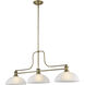 Melange 3 Light 52 inch Heritage Brass Billiard Ceiling Light in White Linen Glass
