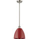 Ballston Plymouth Dome 1 Light 9 inch Brushed Satin Nickel Pendant Ceiling Light in Matte Red