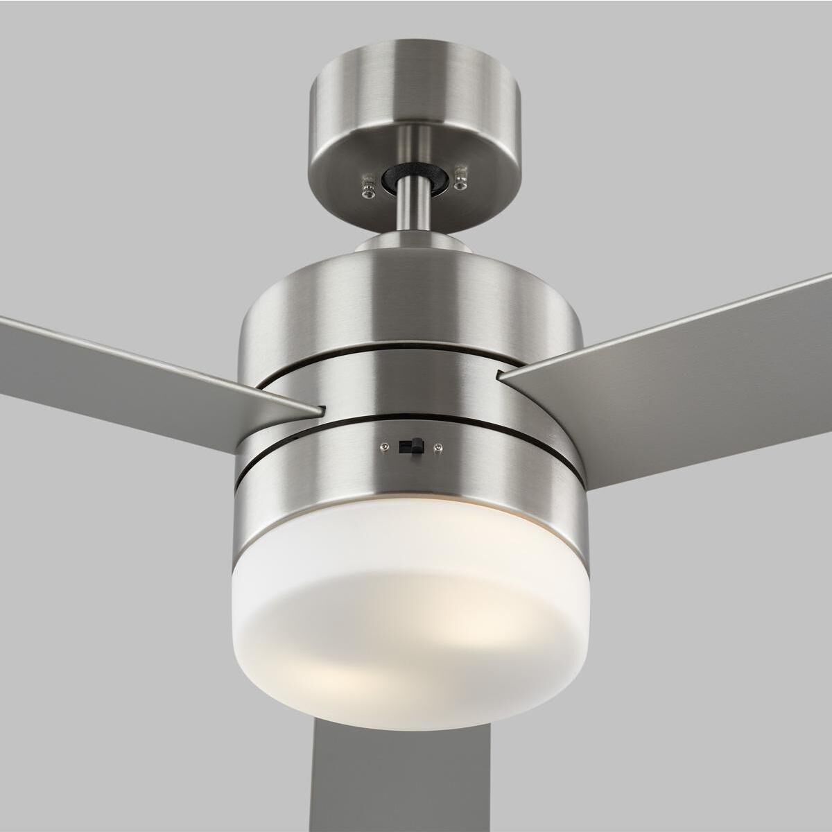 Era 52 LED 52 inch Brushed Steel with Silver/American Walnut reversible blades Indoor/Outdoor Ceiling Fan