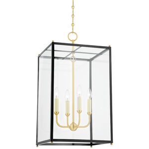 Chaselton 4 Light 15 inch Aged Brass/Darkest Blue Hanging Lantern Ceiling Light