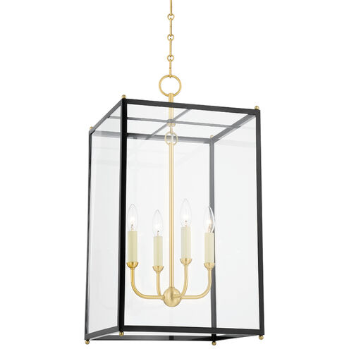 Chaselton 4 Light 15 inch Aged Brass/Darkest Blue Hanging Lantern Ceiling Light