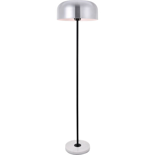 Exemplar 63 inch 40 watt Brushed Nickel and Black with White Marble Floor lamp Portable Light in Burnished Nickel