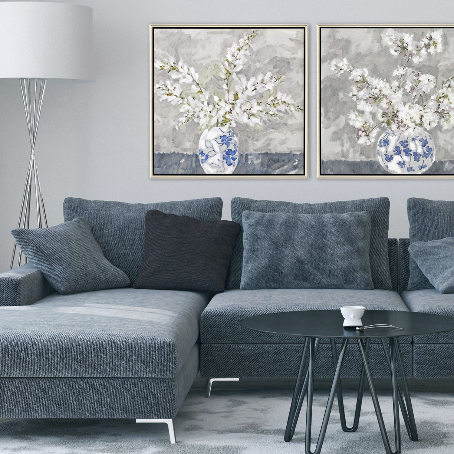 Calm Moment White and Blue and Gray and Multi Canvas