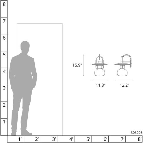 Mason 1 Light 15.9 inch Coastal Burnished Steel Outdoor Sconce, Large