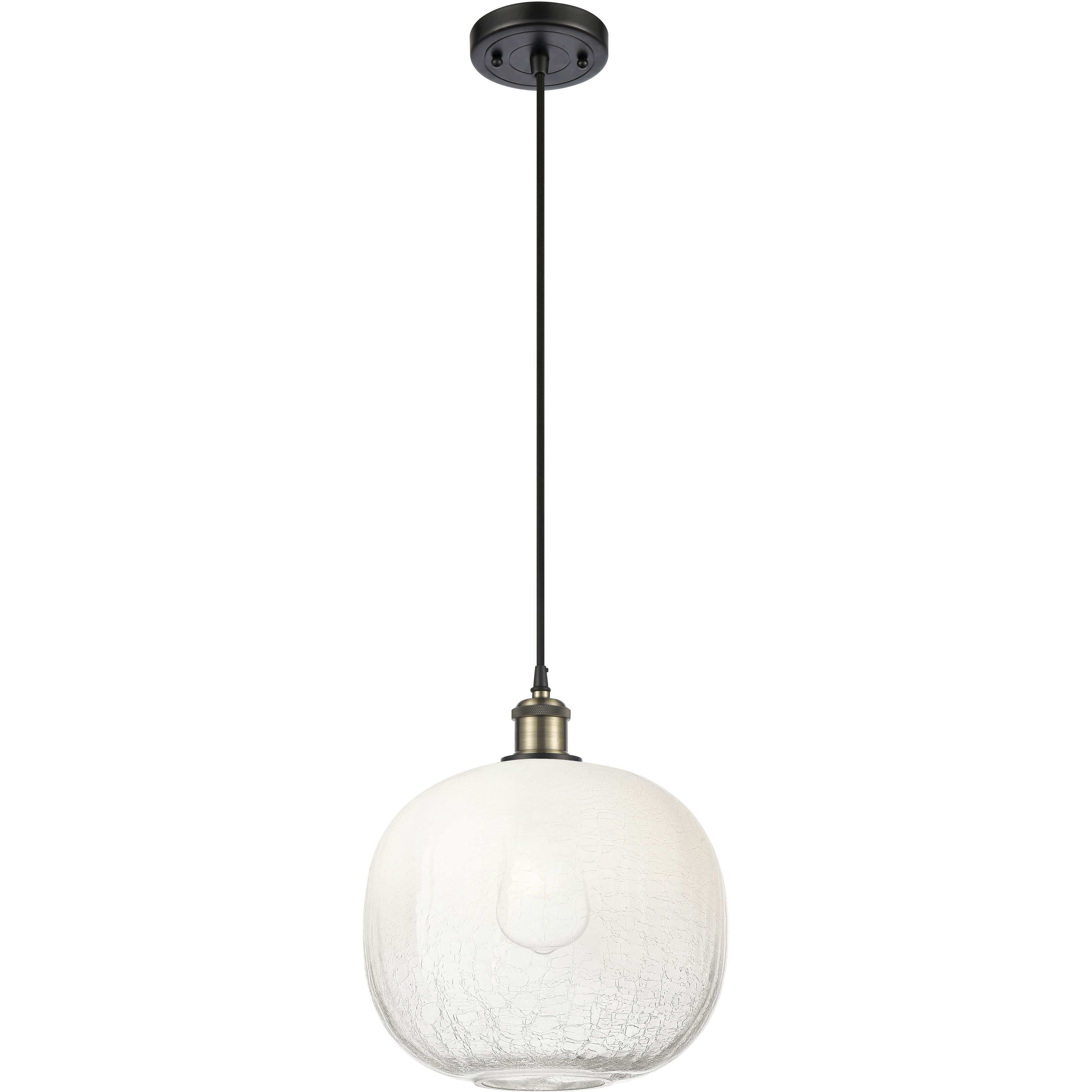 Ballston Brookhaven Sphere 1 Light 10.5 inch Black Antique Brass Mini Pendant Ceiling Light in Opal Glass