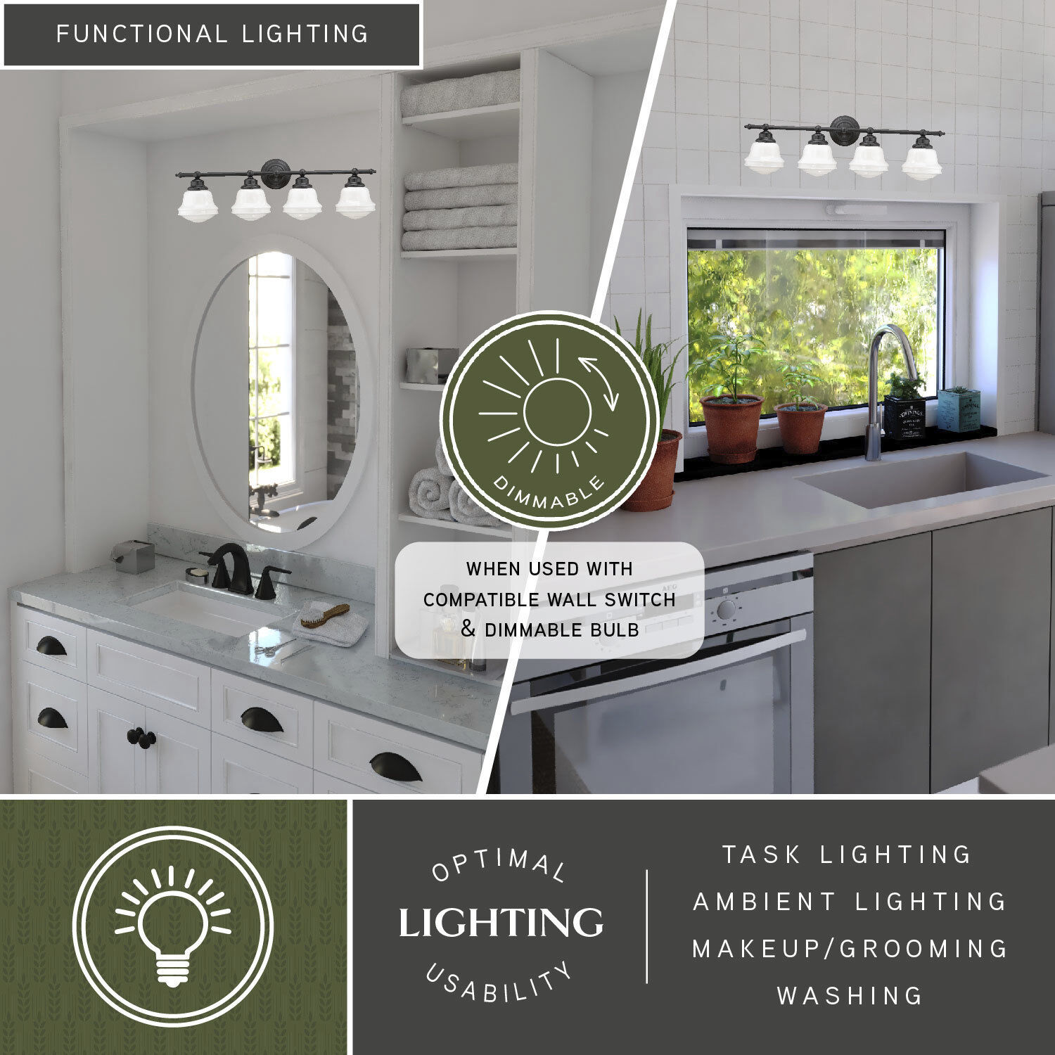 Huntley LED 32 inch Oil Rubbed Bronze Bathroom Light Wall Light